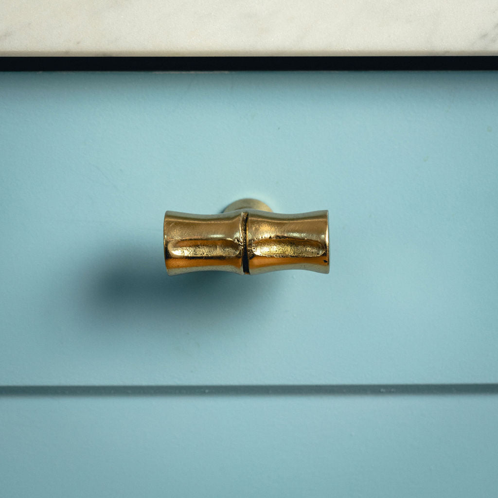 Bamboo T-Bar Knob, Lacquered Brass