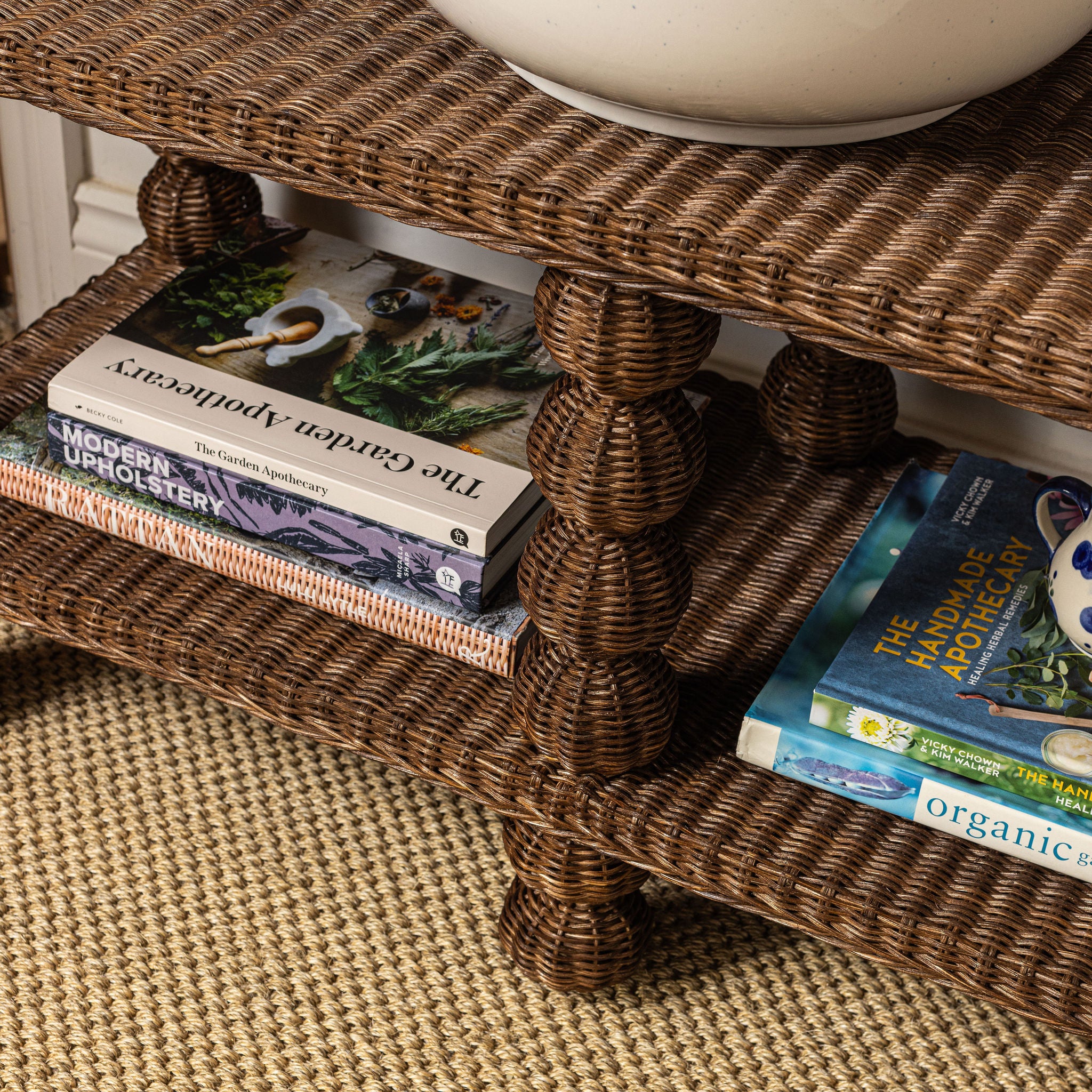 Bobbin-rattan-bench-in-a-hallway-lifestyle-closeup