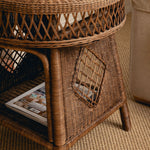 Cecily Round Side Table, Teak lifestyle close up