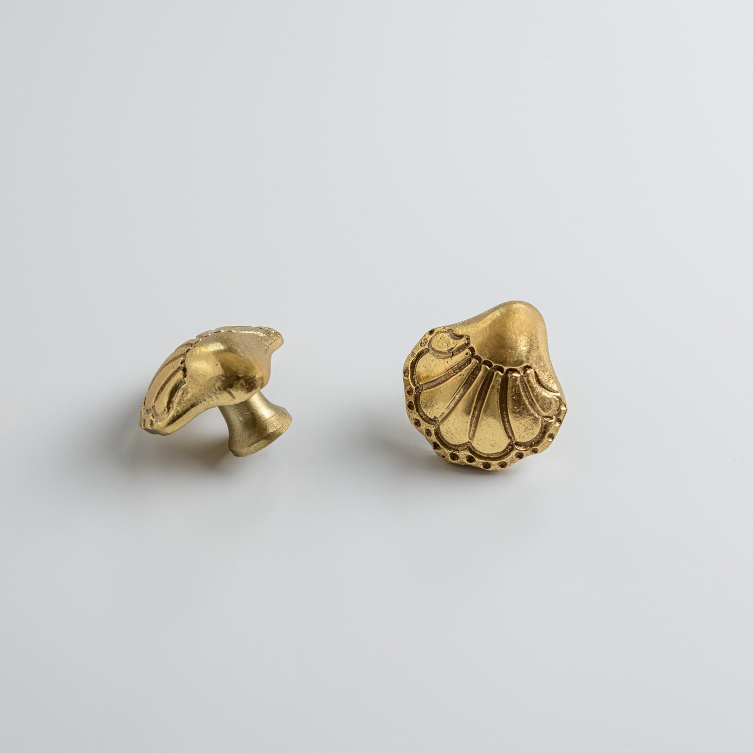 Chunky-shell-knob-lacquered-brass-set