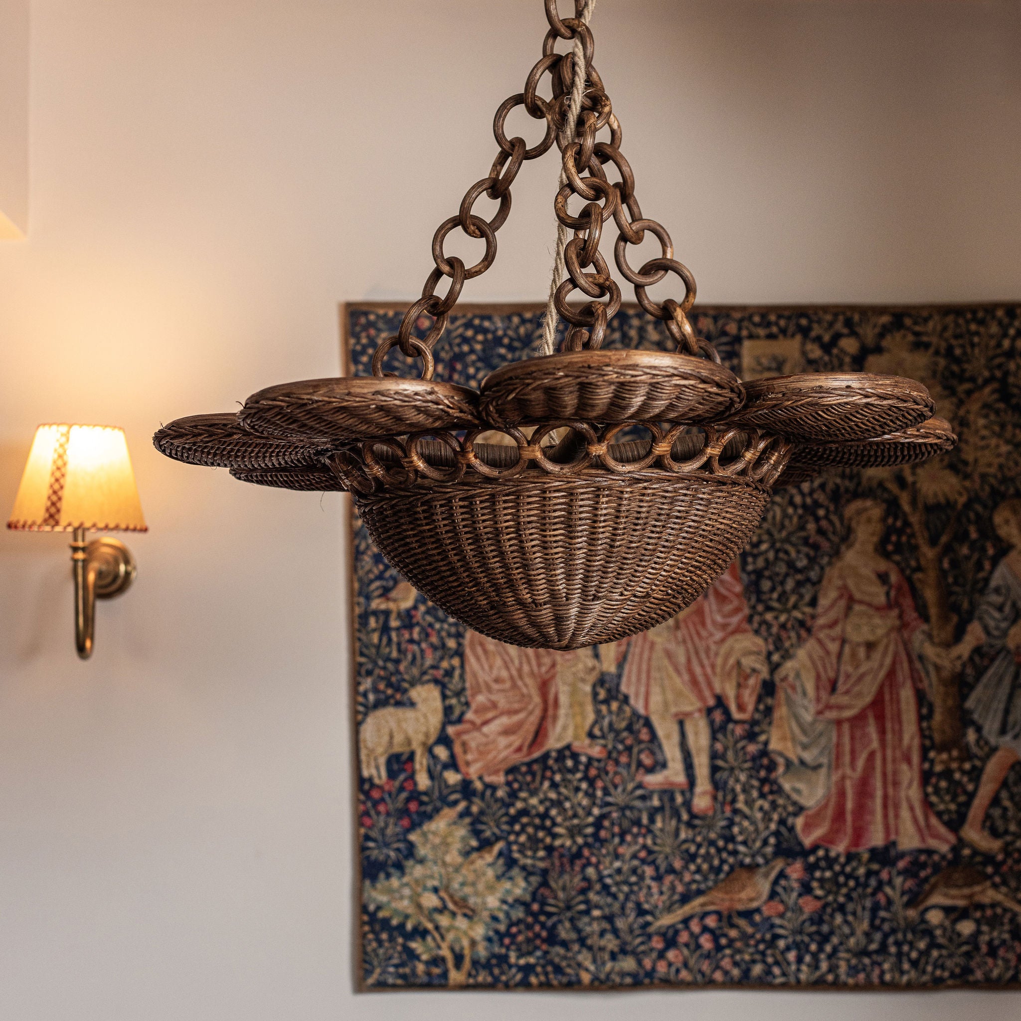 Dahlia Rattan Pendant Shade, Teak lifestyle close up