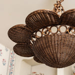 Dahlia Rattan Pendant Shade, Teak lifestyle close up base