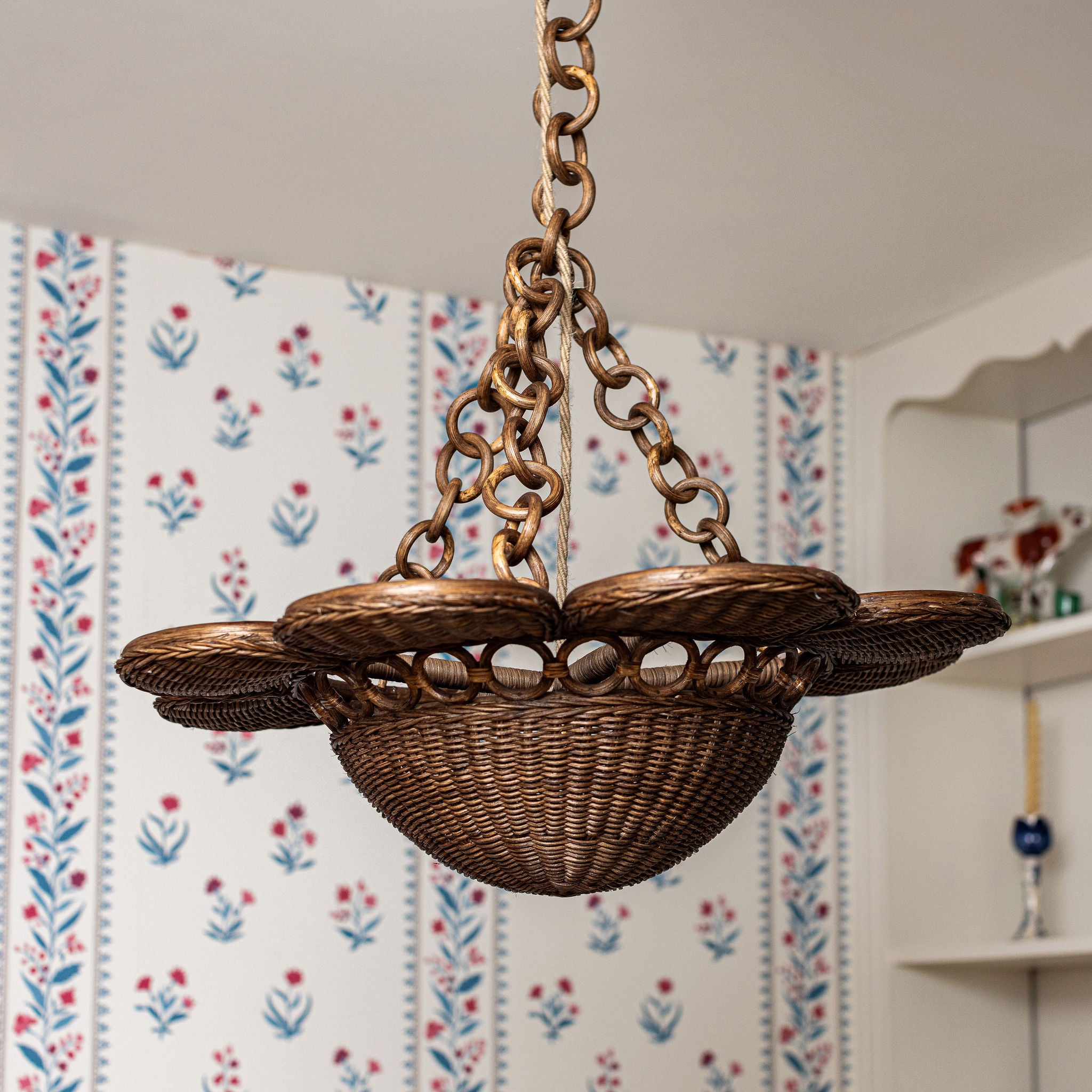 Dahlia Rattan Pendant Shade, Teak lifestyle close up two