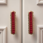 Delilah Handle, Red & Lacquered Brass