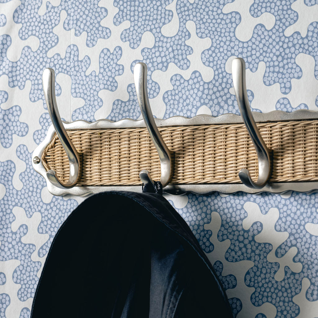 Delilah Hook Rail, Chrome & Natural, closeup lifesyle