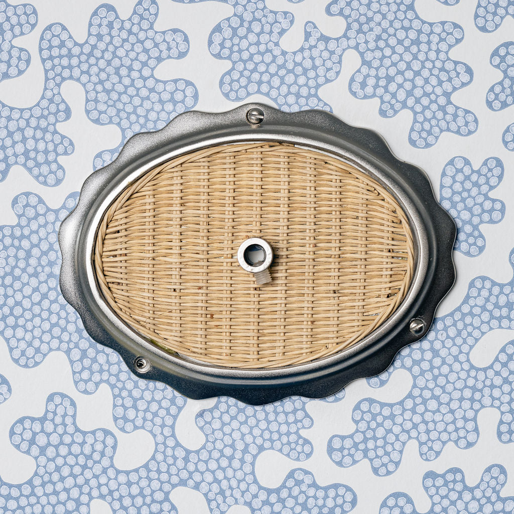 Delilah Oval Ceiling Rose, Chrome & Natural Lifestyle