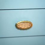 Delilah Oval Knob, Brass & Natural lifestyle close up two