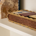 Delilah Small Tray, Brass & Teak close up