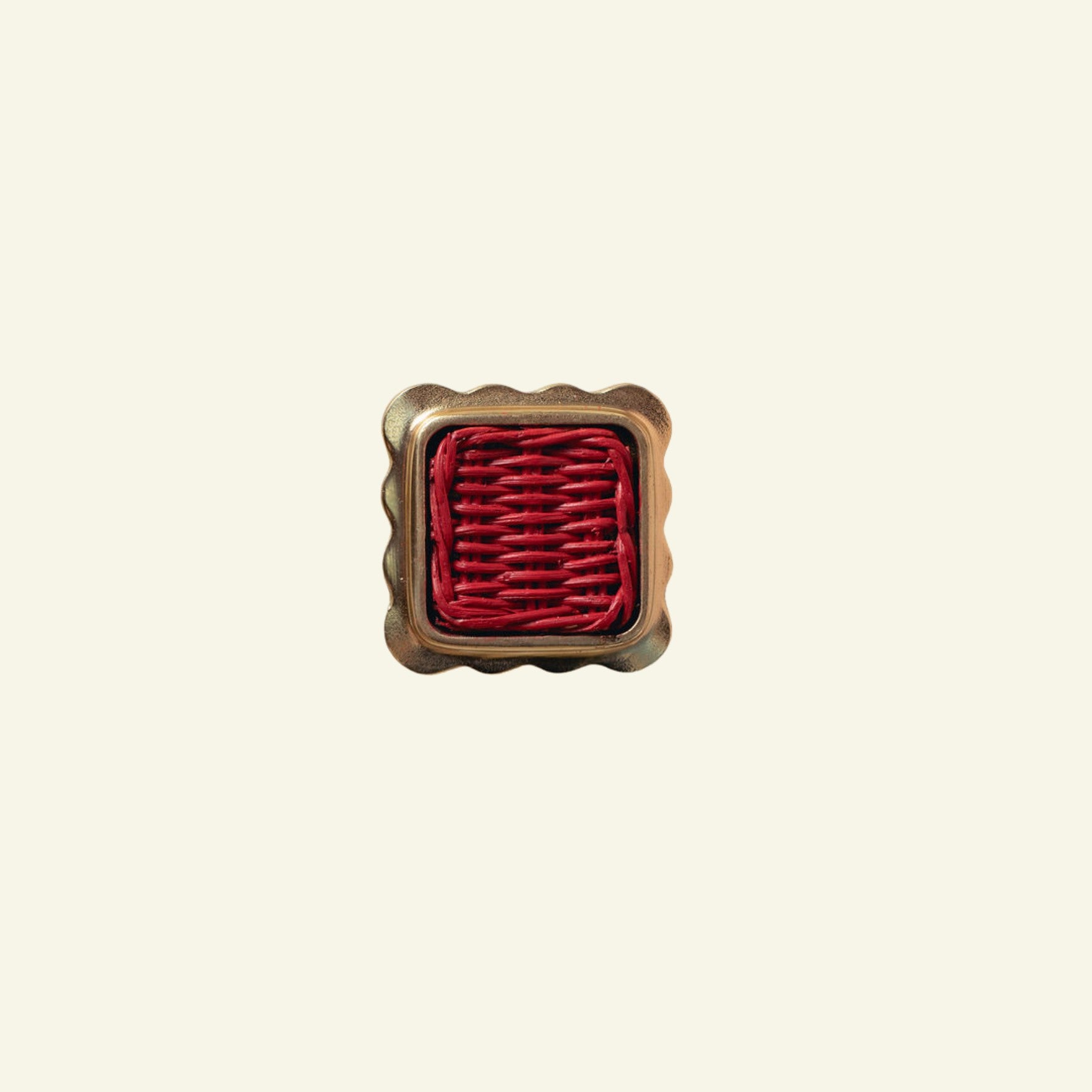 Delilah Square Knob Red, Lacquered Brass
