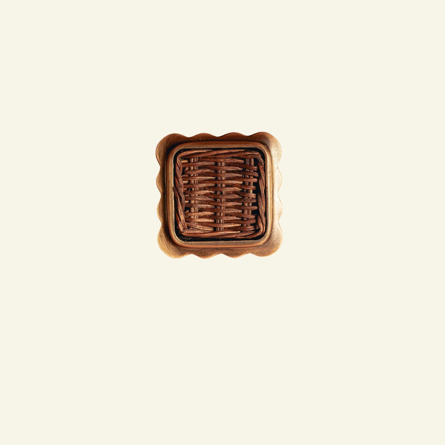 Delilah Square Knob Teak, Aged Brass