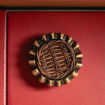 Eloise Round Knob Red, Lacquered Brass Red background 