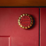 Eloise Round Knob Red, Lacquered Brass red background