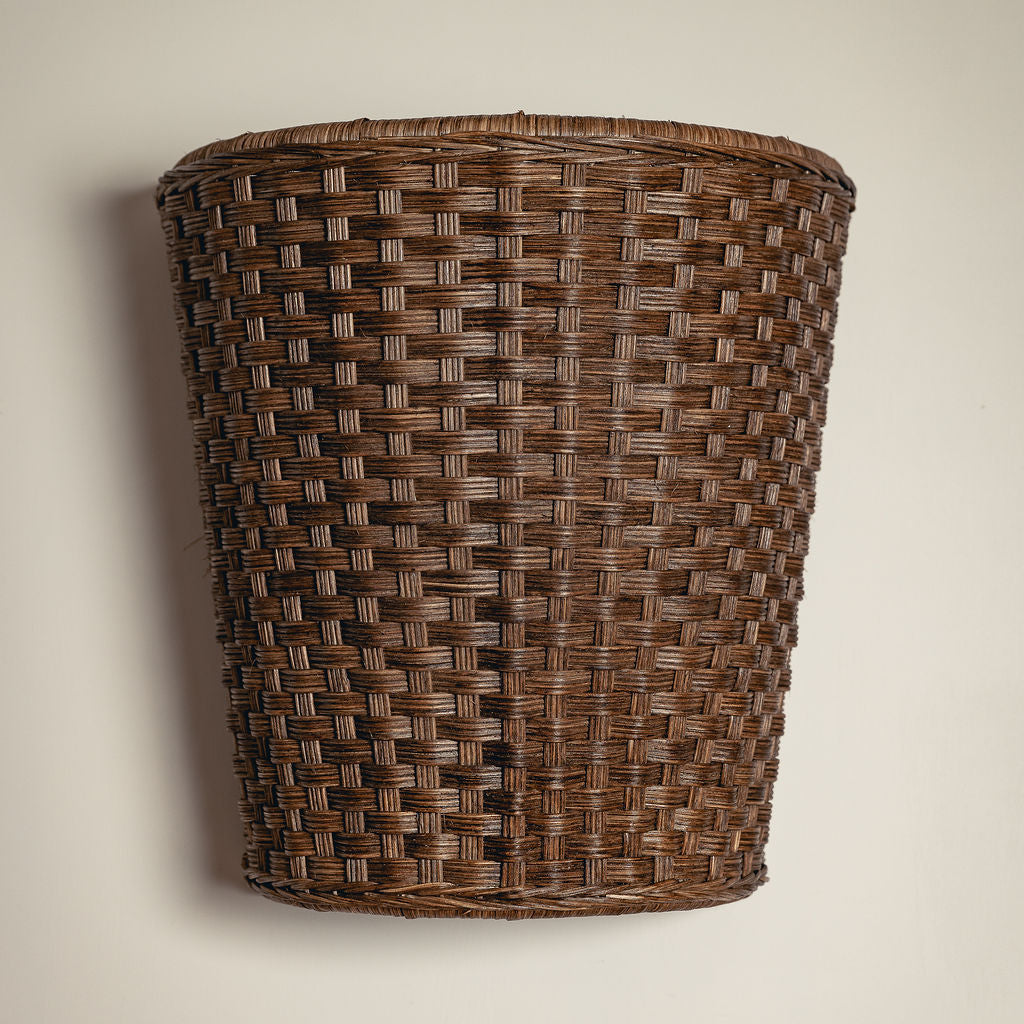 Evelyn Wall Light Shade, Teak lifestyle close up front
