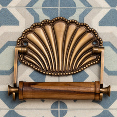 Shell Toilet Roll Holder, Antique Brass