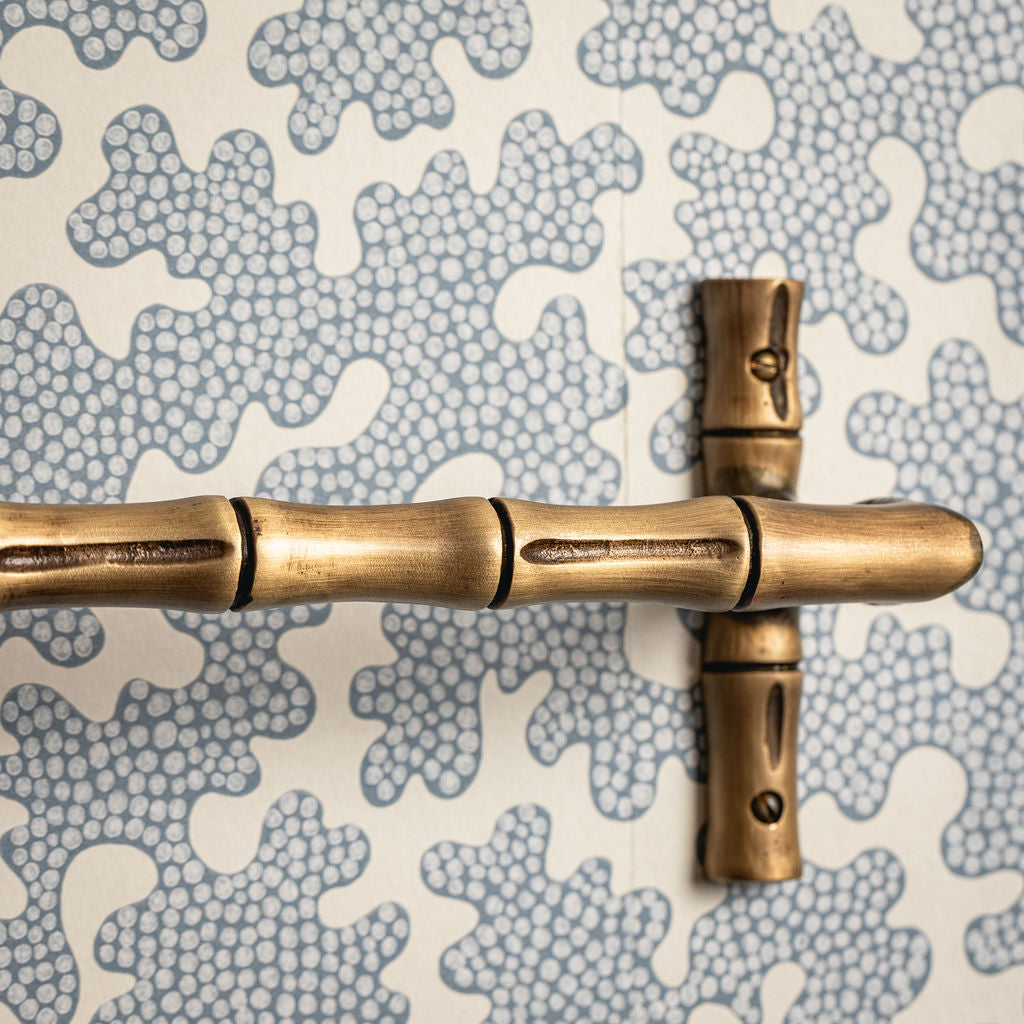 Linley Bamboo Towel Rack, Antique Brass closeup