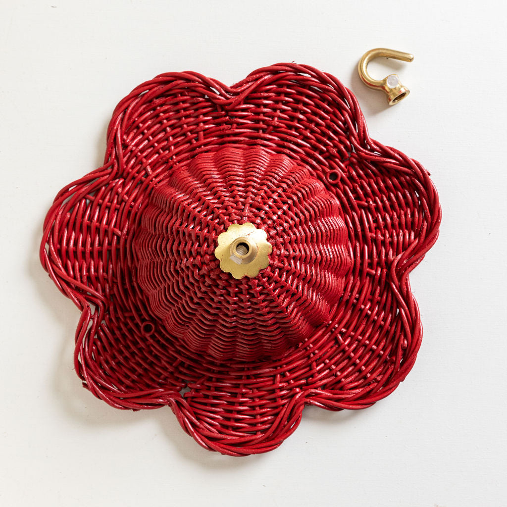 Mandala-ceiling-rose-incarnadine-red-with-fixture