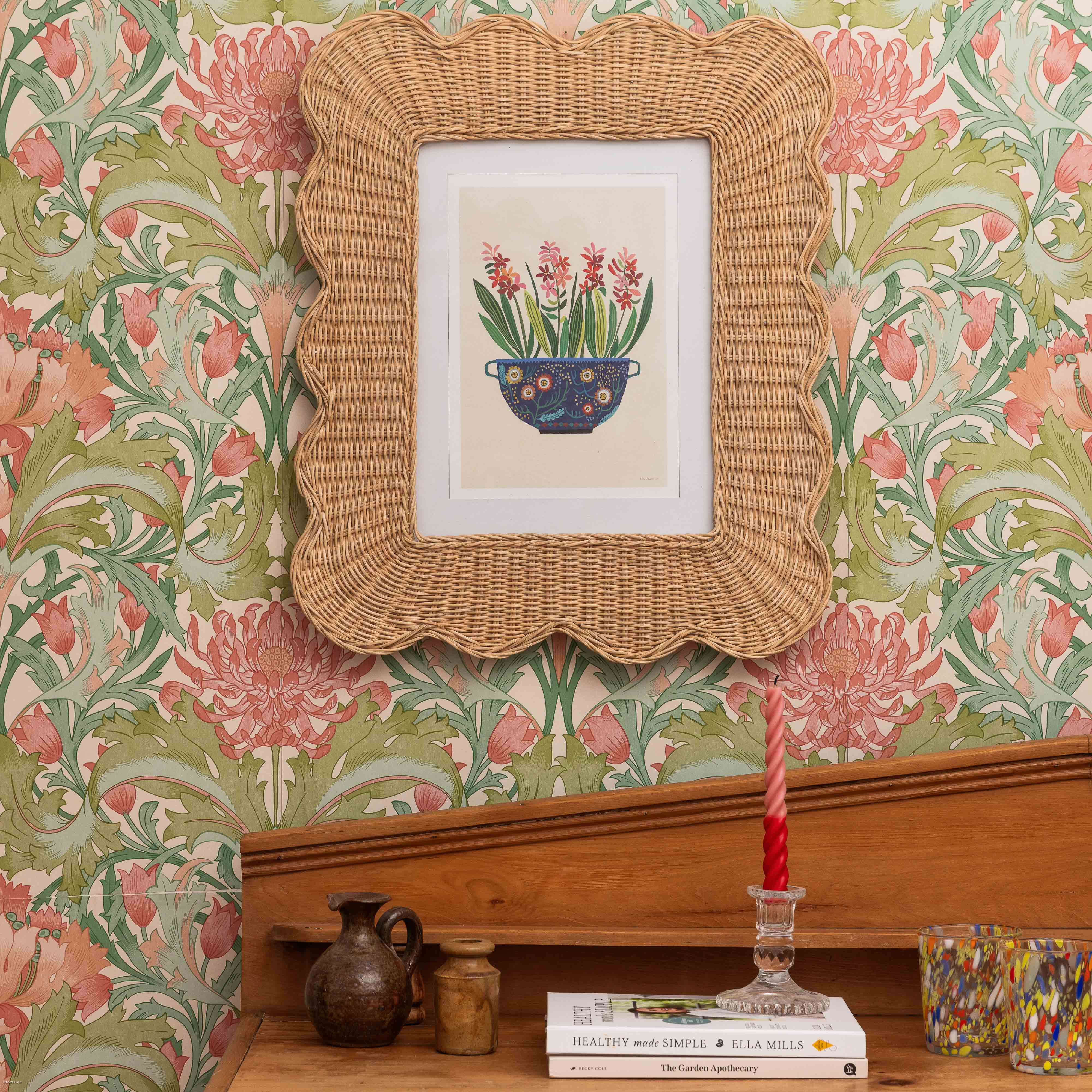Mimi-Rattan-Scalloped-photo-frame-A4-on-the-wall