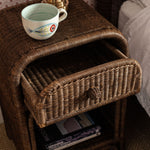 Phoenix-side-table-teak-lifestyle-open-drawer