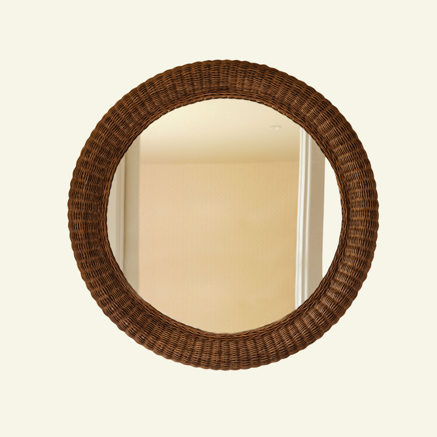 Polly Round Rattan Mirror| Wicker Teak Mirror | Hastshilp.co.uk