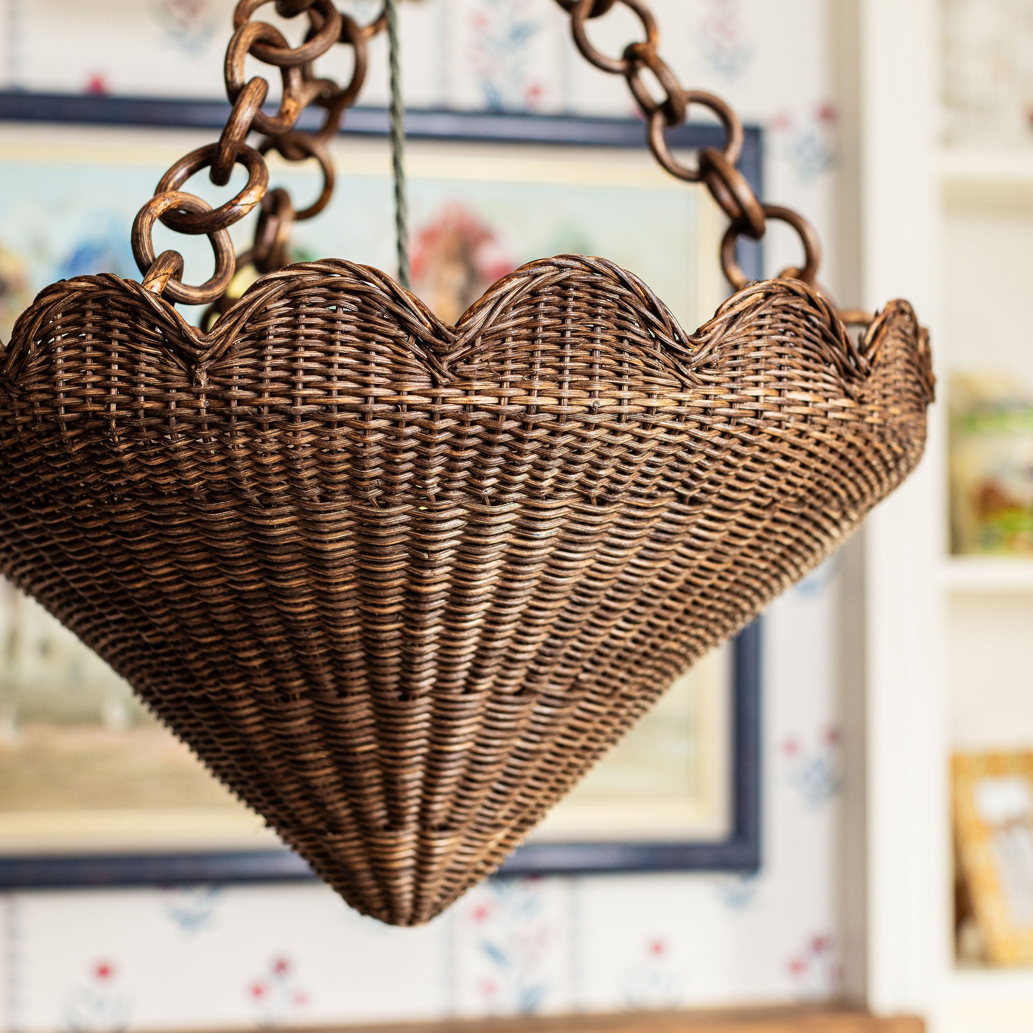 Primrose Rattan Pendant Shade, Teak lifestyle close up side