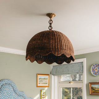 SHELL-BRASS-CEILING-ROSE-WITH-A-PENDANT-SHADE