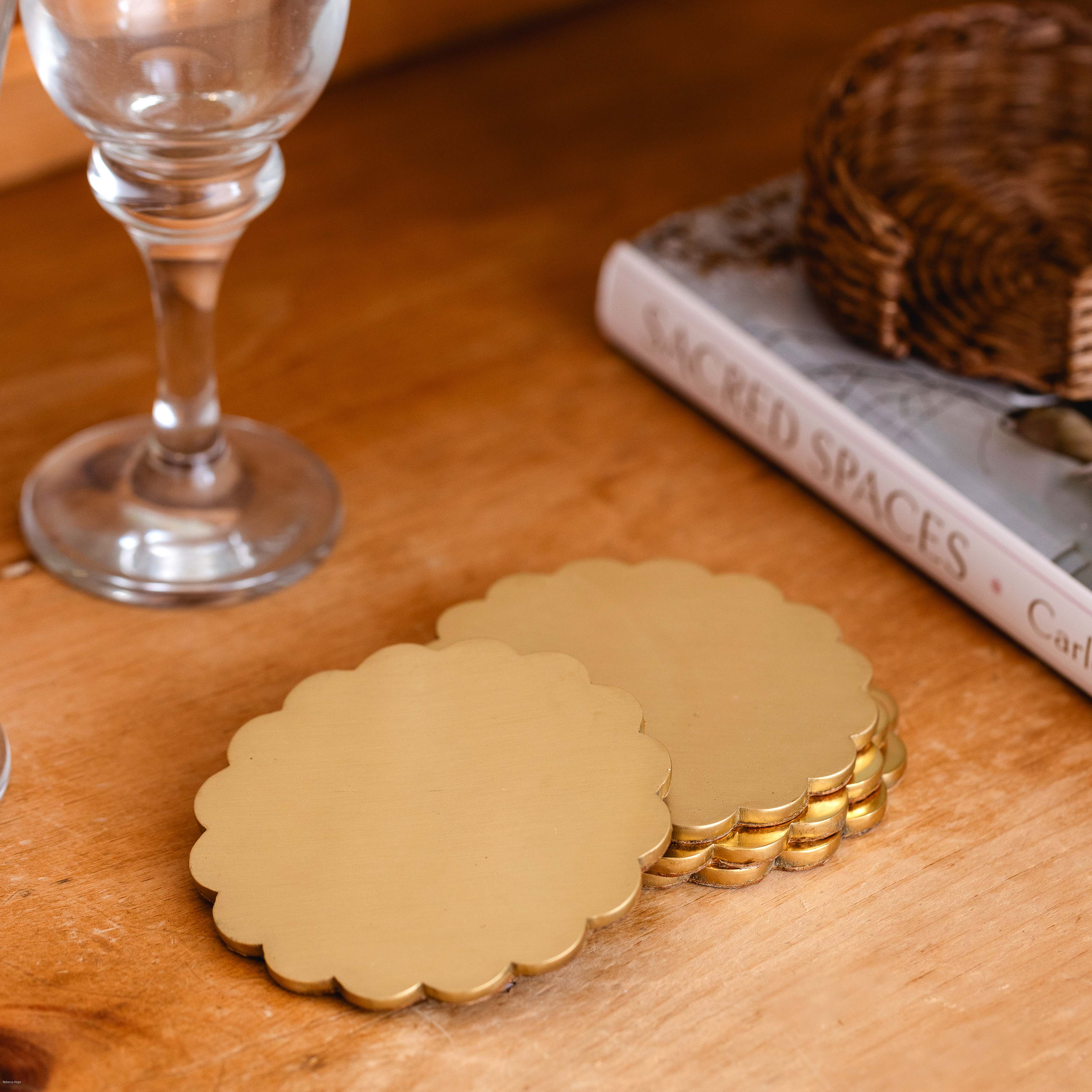Scalloped-brass-coaster-set-of-four