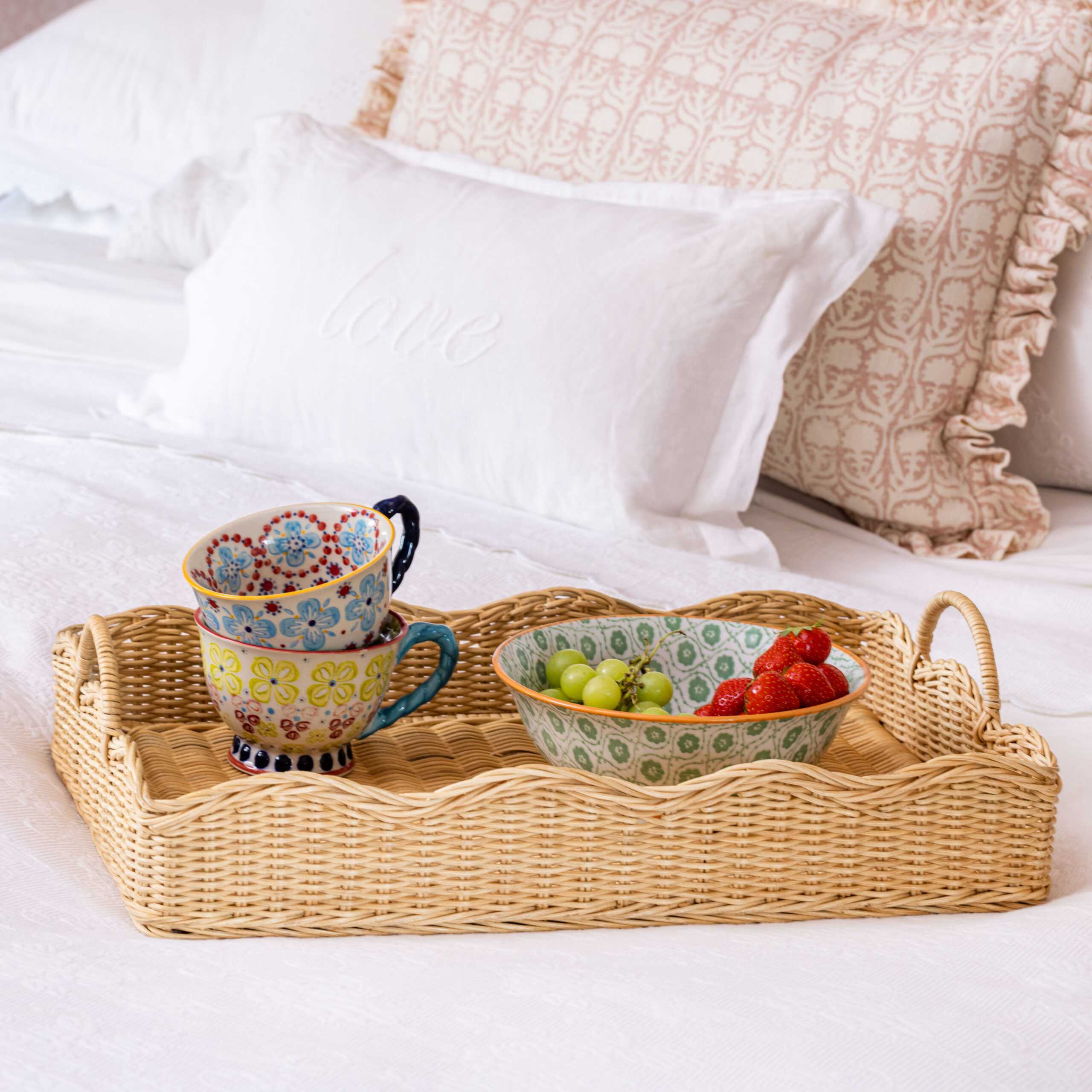 Scalloped Rattan Tray