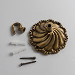 Shell-ceiling-rose-antique-brass-with-fixtures