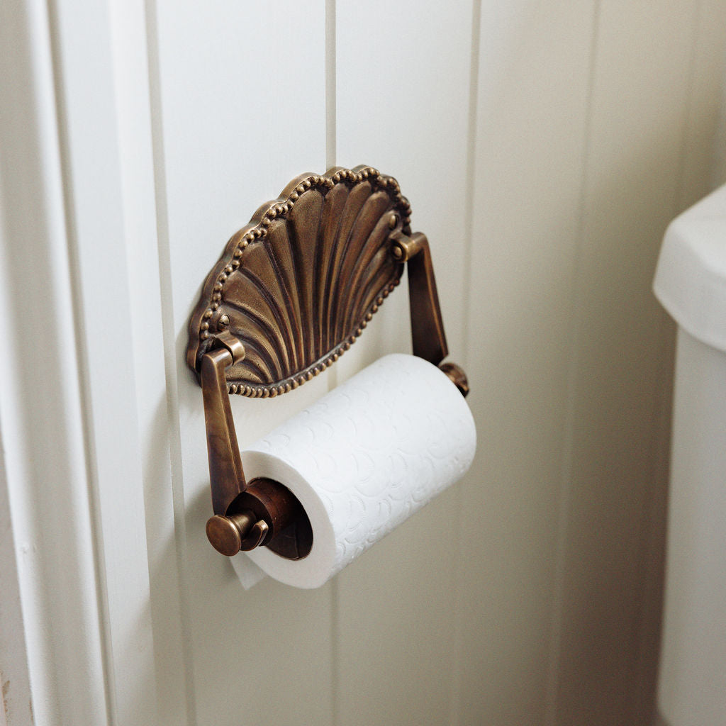 Shell-toilet-roll-holder-aged-brass-side
