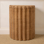 Shell Rattan Side Table, Oak
