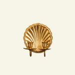 Shell-brass-candle-holder-dual