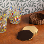 Wavy-Brass-coaster-with-rattan-holder-set
