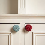 Willow Rattan Knob, Large red and blue