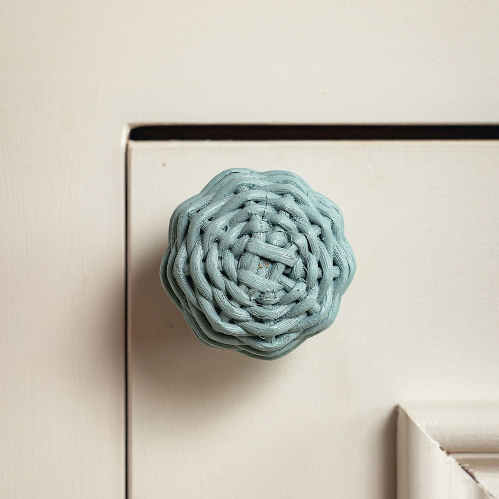 Willow Rattan Knob, Small Blue lifestyle