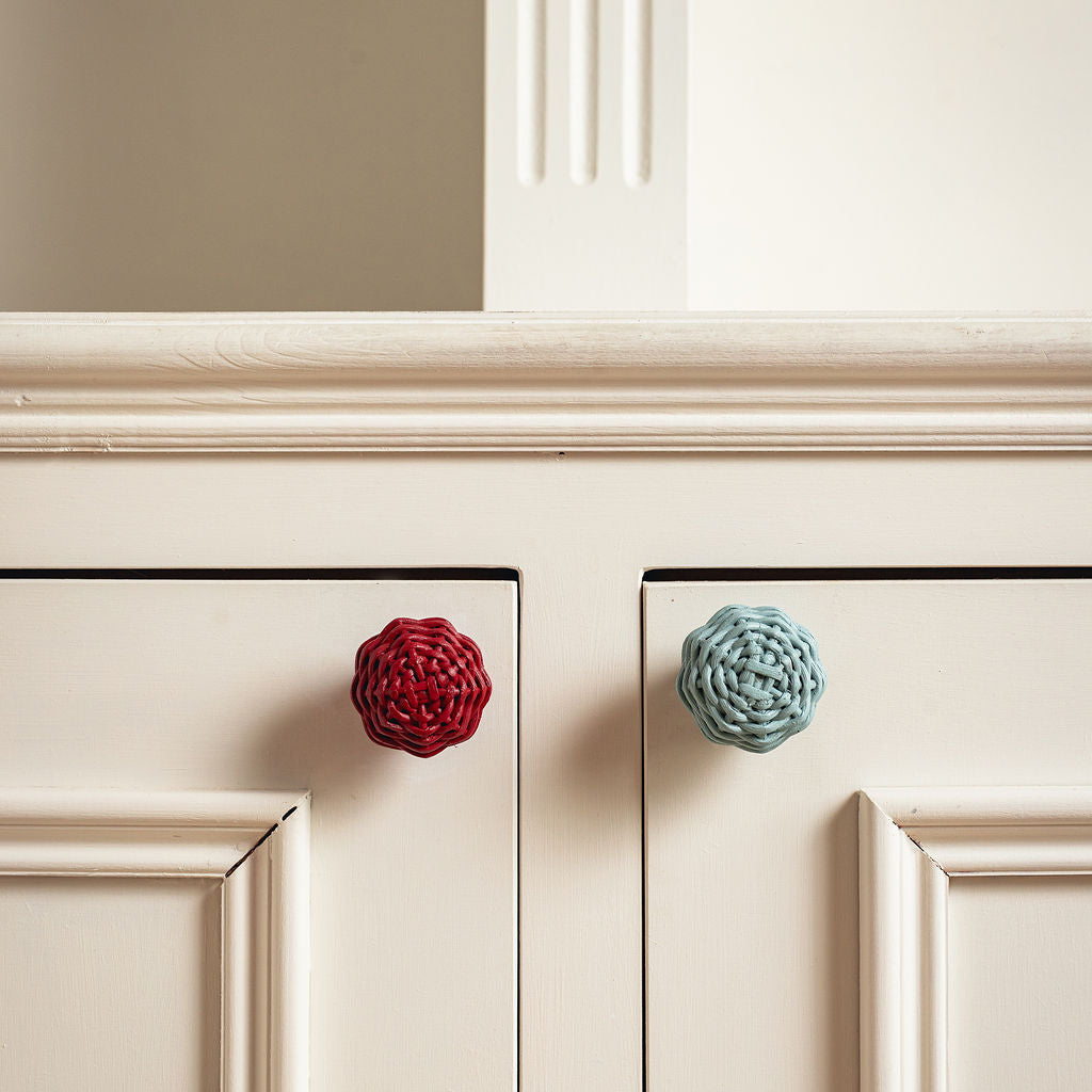 Willow Rattan Knob, Small Blue lifestyle
