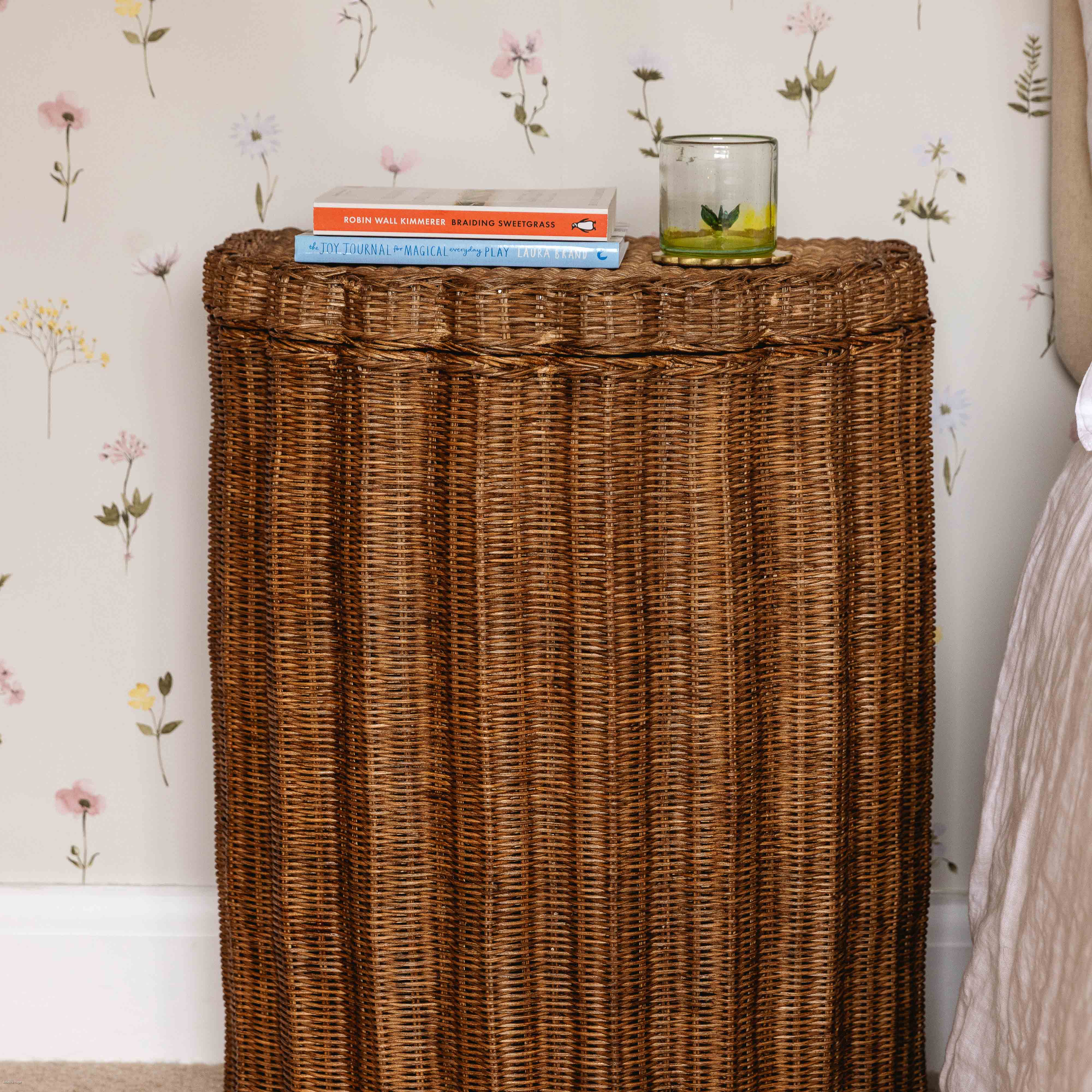 Shell-rattan-laundry-basket-side-table-teak