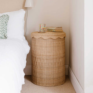 Amina rattan side table and laundry basket