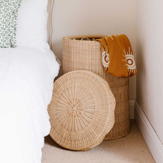 Amina rattan side table and Laundry basket