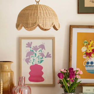 Etta Scalloped Rattan Pendant