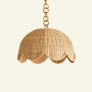 Etta Rattan Scalloped Lampshade/Pendant Light