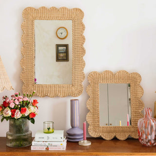 Rattan Scalloped Mirror