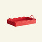 Rattan red scalloped tray