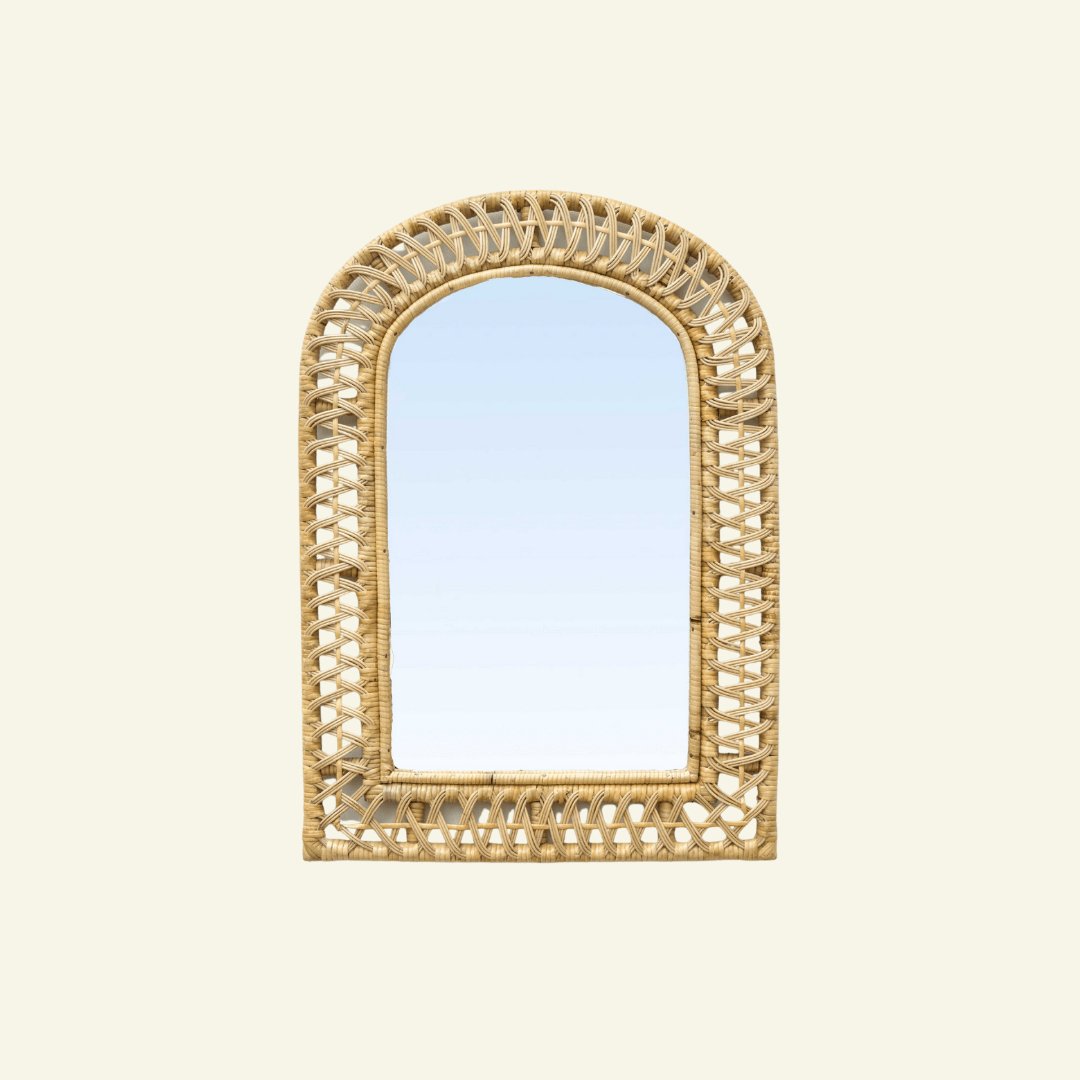 Rattan royal arch mirror